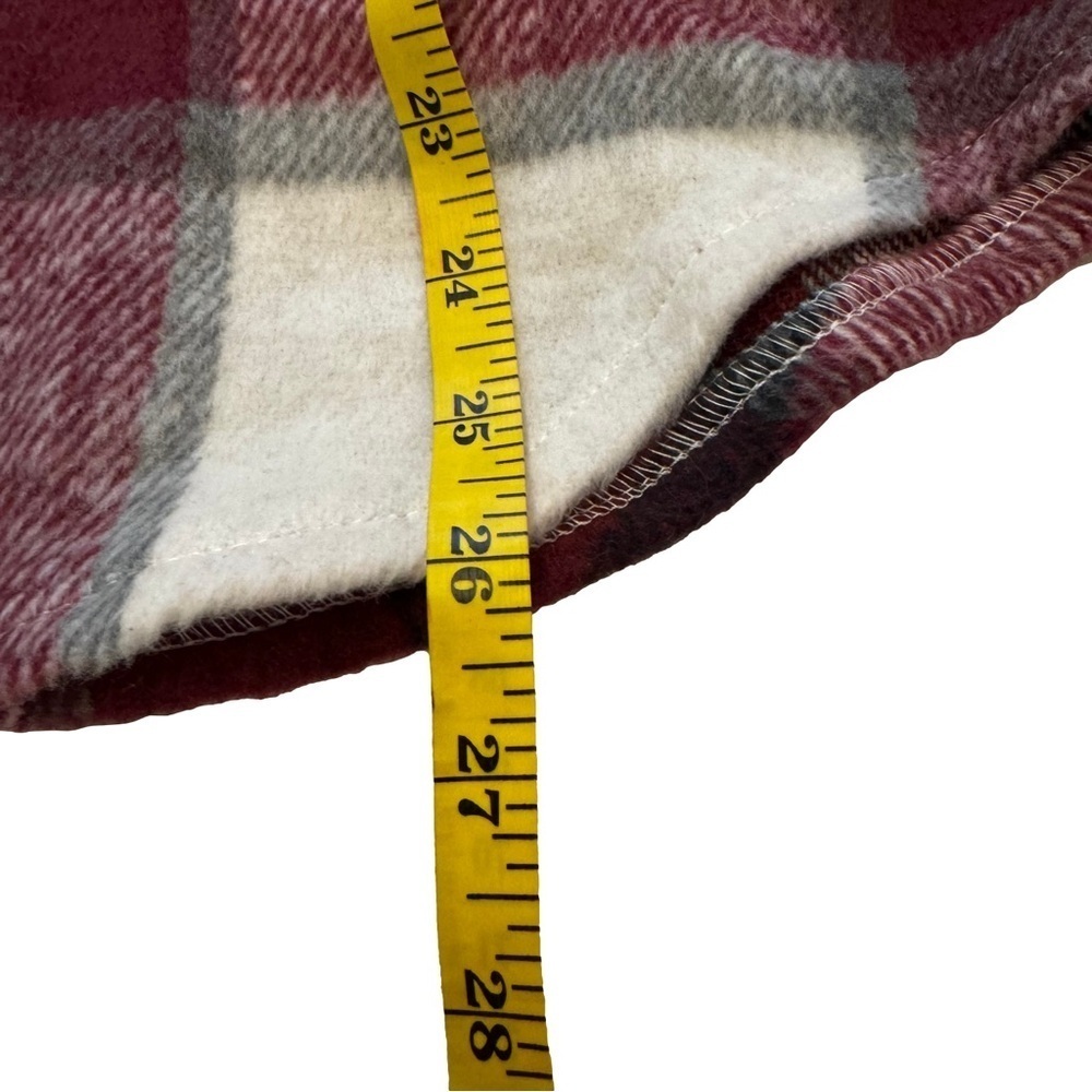 Flannel Shirt Jacket Shacket Coat Size XS Plaid Red White Black Cream Pockets - Picture 13 of 15
